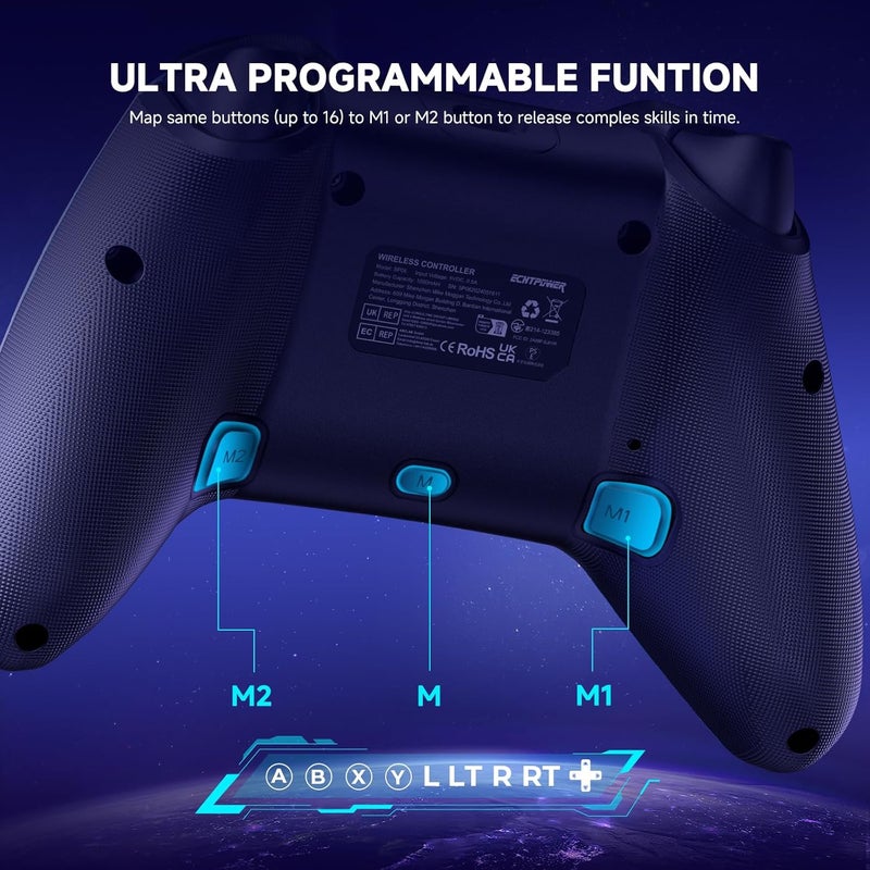 ECHTPower Store وحدة تحكم Switch 2، وحدة تحكم لاسلكية 2025 مع RGB/ماكرو/تحويل/تيربو/اهتزاز، وحدة تحكم بلوتوث بسعة 1000 مللي أمبير متوافقة مع Switch/Switch 2/PC/أندرويد/iOS - Image 5